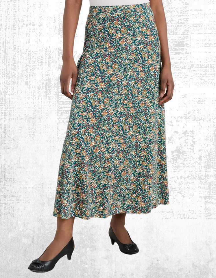 Falda de jersey estampada para mujer Ex Seasalt línea A en racimos de confeti arco iris rosa Foto 2 de 4