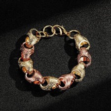 Men Women Two-Tone 9ct Gold Acorn Bracelet ( 17mm Thick & 8" Long ) GF