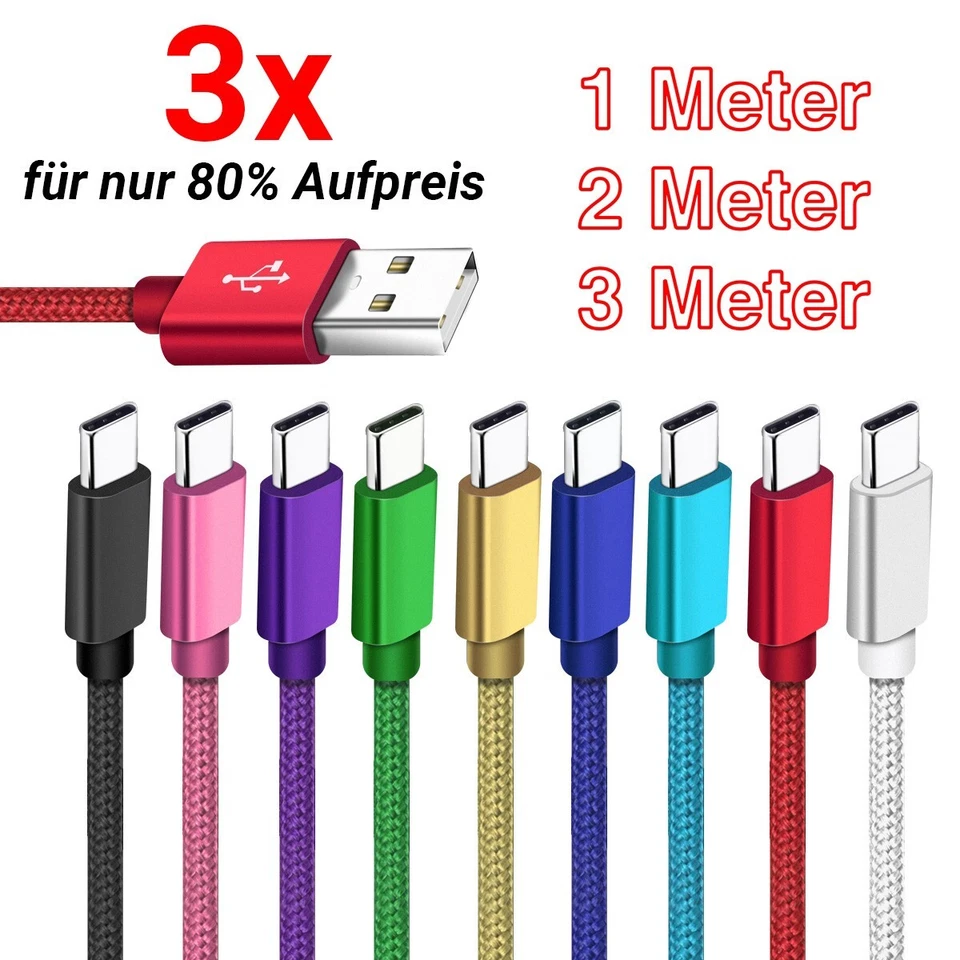 LAGOODS Ladekabel USB Typ C Schnell Datenkabel für Samsung Huawei Handy Schnellladekabel