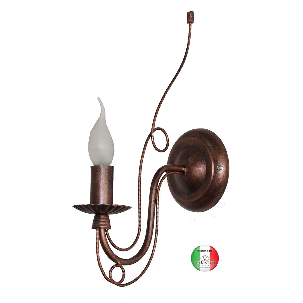 Applique in Ferro Battuto Nero Rame Rustico - Lampada Classica Made in Italy