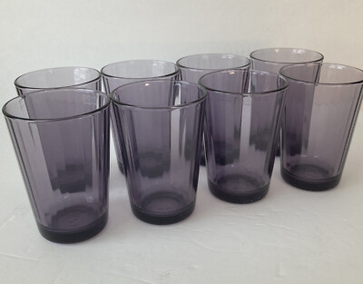 Pasabahce Vertical Lines Amethyst Juice Glasses 4  Lot Of 8 Light Reflecting