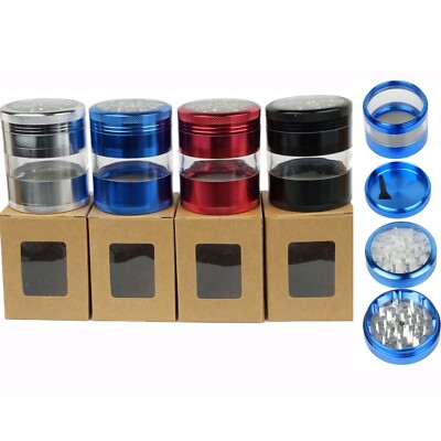 2.5'' 4 Piece Metal Visible Herb Grinder  Spice Tobacco Crusher Gift for birthday