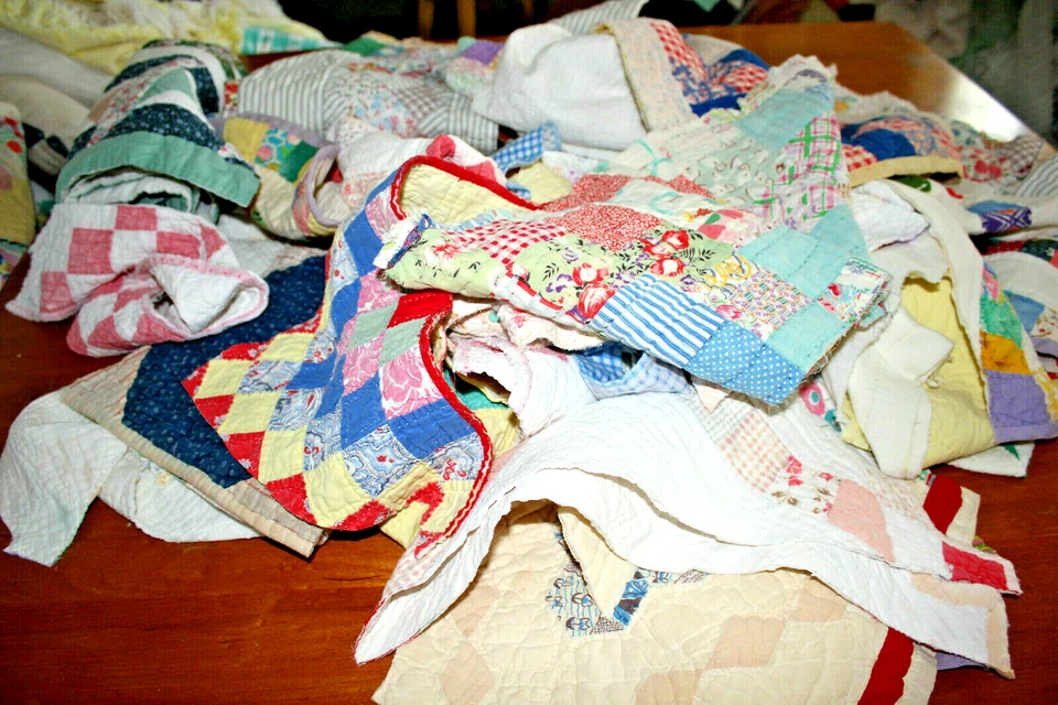 Vintage Cutter Quilt Pcs Junk Journal Slow Stitch Ephemera Grab Bag Half Pound - Image 3 of 4