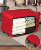 Jumbo See-thru Storage Chest Stores Flat Clear Plastic Window Bright Red Jumbo See-thru Storage Chest Stores Flat Clear Plastic Window Bright Red