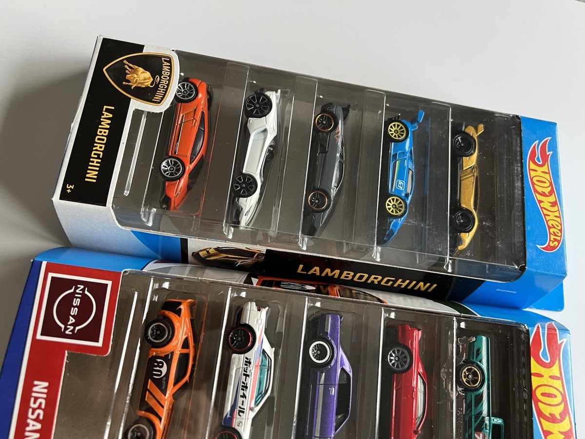 Hot Wheels Nissan, Vetta,Lamborghini 5 pack Huracán Murciélago