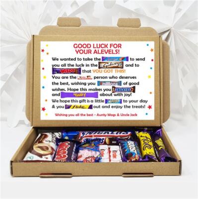 Personalisierte Prüfung Viel Glück Leckerli Box/ SATS/ GCSES/ A Level/ 11+ plus Test 