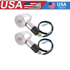 2x 12V Clear Lens Bullet Turn Signals for Motorcycles, Amber