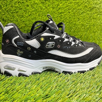 Skechers D'Lites 1.0 Womens Size 6.5 Black White Athletic Running Shoes Sneakers