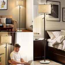 Floor Lamp Adjustable Height Standing Light with Marble Base & Pull Chain UK