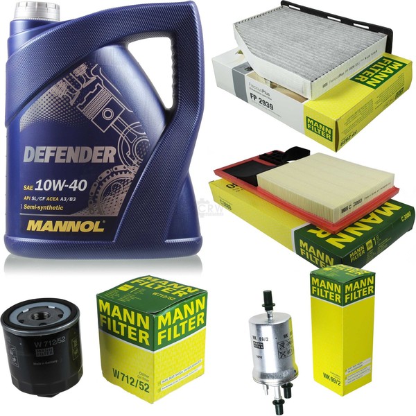 Mann Inspektionspaket 5L Mannol Defender 10W-40 FüR Vw Golf V 1.4 16V Caddy Iii-image
