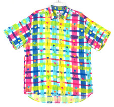 Vintage Jams World Shirt Mens M Rainbow Floral Squares Rayon Hawaiian USA Made