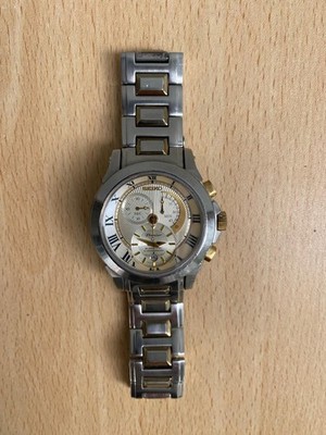 2010s Men's Seiko Premier Kinetic 7L22-0AR0 SNL042P1 Chrono Japan 40mm Watch