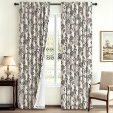 WOUVMA 100 Blackout Boho Floral Curtains Black Floral French Country Curtain...