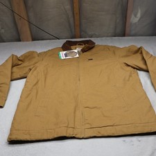 Wrangler Jacket Mens XL Brown Canvas Work Quilt Lined Full Zip Rugged Field NEW