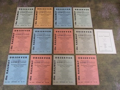 RAILWAY OBSERVER x12 1955 VOLUME XXV ORIGINAL COMPLETE FULL SET PLUS INDEX RCTS