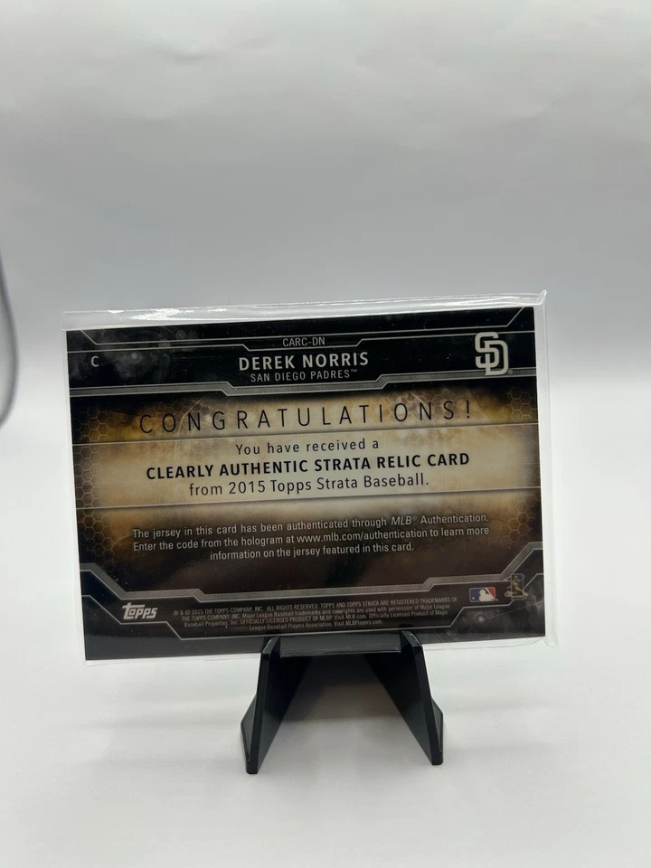 2015 Topps Strata - Clearly Authentic Relics Derek Norris #CARC-DN Black 11/50 - Image 2 of 2