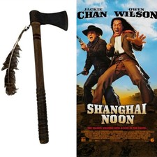 Pantalla de mediodía de Shanghai usada Tomahawk utilería de película Jackie Chan Western con certificado de autenticidad raro