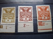 Tschechoslowakei Mi.  165 166 167 mit unterem Rand , bei 165 kein Gummi mehr