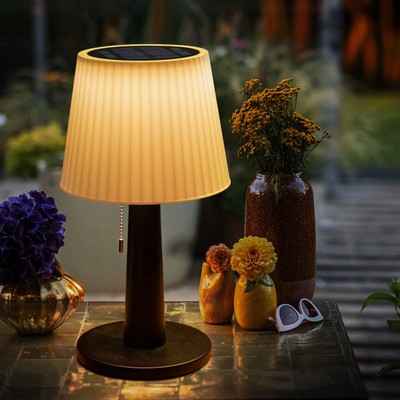 Solar Table Lamp Outdoor Indoor - 3 Lighting Modes, Eye-Caring LED Waterproof...