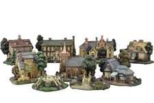 Miniature Collectable Village Houses Set Hand Painted Detailed Landscaping