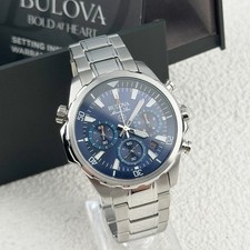 Bulova Marine Star 96B256 Blue Dial Men s Chronograph Quartz Watch 43mm