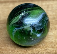 COOL Vintage Marble Akro Agate Slag Neon Green White Swirl 0.65 Transparent