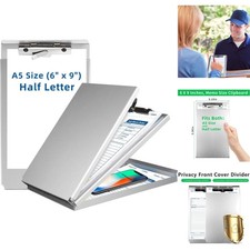 Aluminum Storage Clipboard Memo Size A5 Metal Form Holder with Privacy Cover 6x9