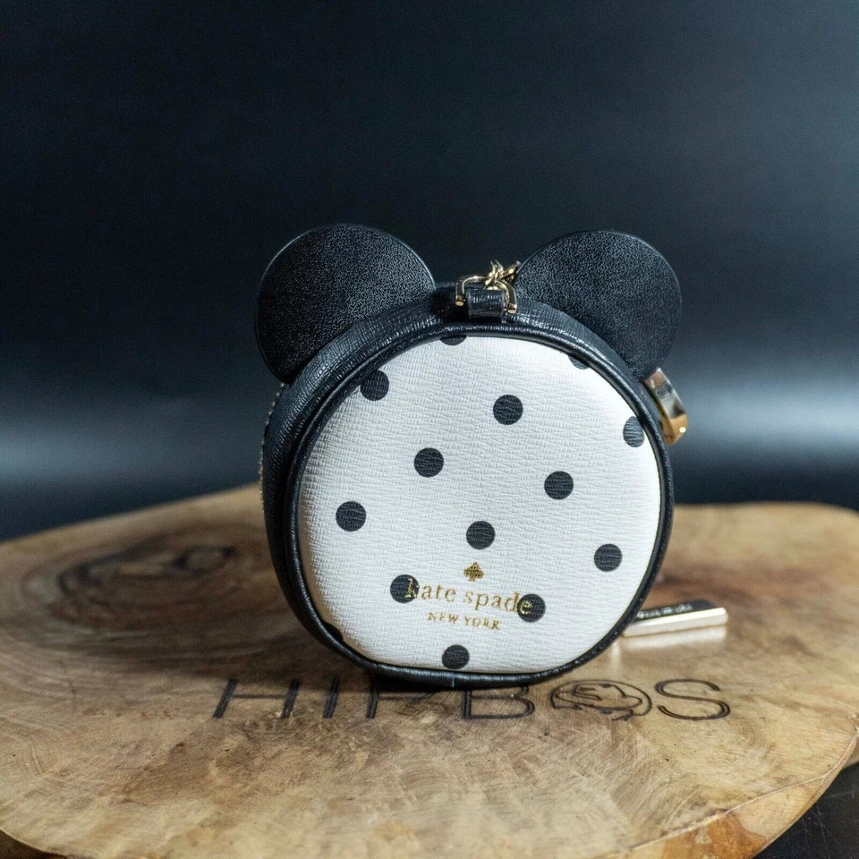 Portefeuille porte monnaie en cuir Kate Spade X Disney Minnie Mouse blanc noir - Photo 4/4