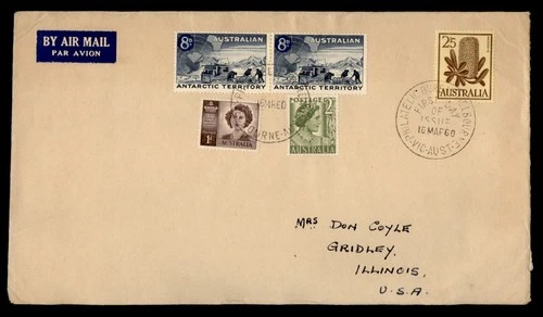 DR WHO 1960 AUSTRALIA FDC PLANT MIXED FRANK ANTARCTIC TERRITORY M72215