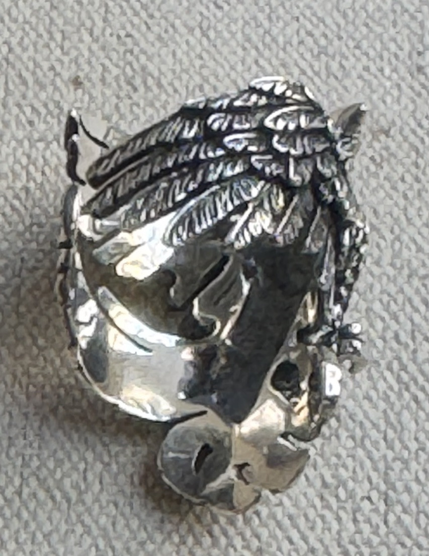 Sterling Silver 925 Eagle Phoenix Eagle Brutalist… - image 11