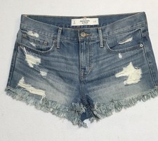 Abercrombie  Fitch Low Rise Cut-Off Shorts Size 4 / 27 Blue Raw Hem Distressed