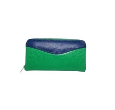 Vintage Mundi Green and Blue Long Zip Around Wallet NOS NWT 