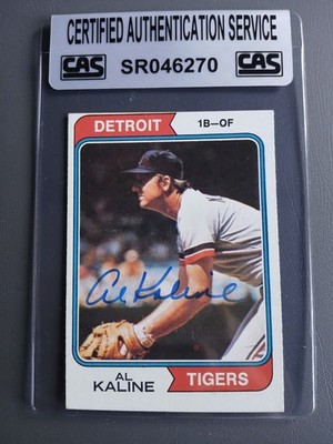 Al Kaline Detroit Tigers HOF 1974 Topps #215 Autographed Authenticated