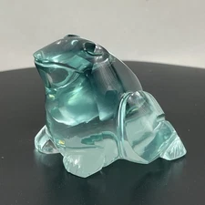 Art Glass Sea Green Frog Figurine Paperweight