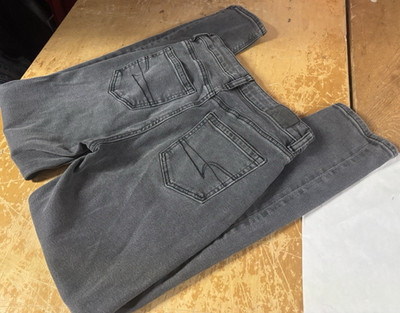 American Eagle Mom Charcoal Grey Jeans Womens 00R Stretch High-rise Whiskered
