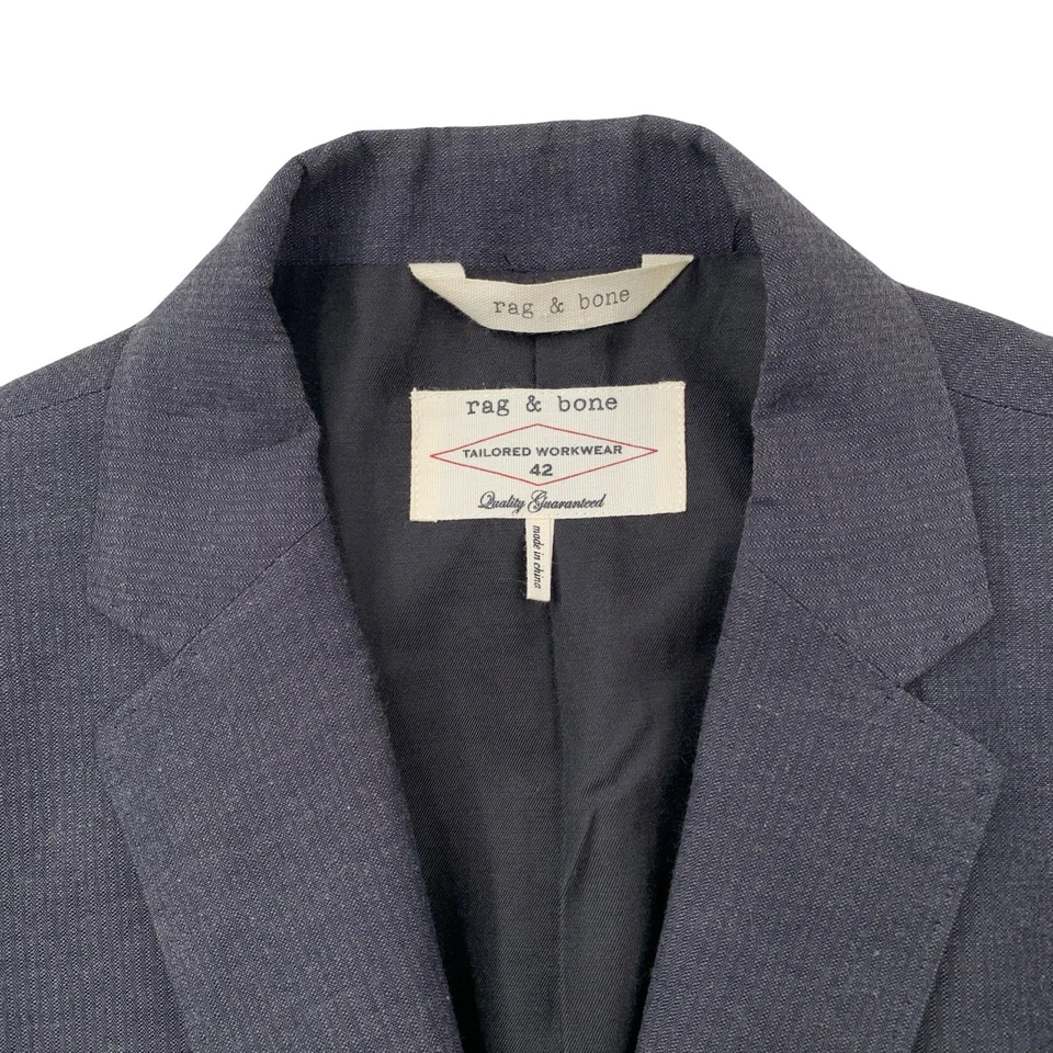 Mens 42 R Rag & Bone " Tailored Work Wear " Charcoal Grey Cotton Patch Pocket - Image 2 of 4