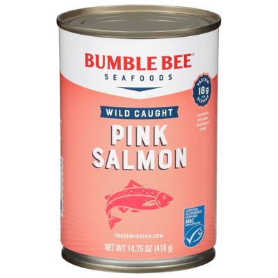 (4 pack) Bumble Bee Wild Pink Salmon, Ready to Eat Salmon, High Protein Food