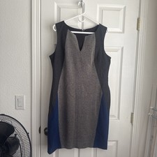 ANN TAYLOR, Size 12, Sleeveless Lined V-Neck Sheath with Geometric Shapes