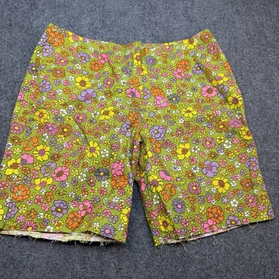 Vintage Hip Hugger Shorts Project Piece Size 32 Waist Daisy 60's Flower Power - Photo 1/4