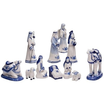 Traditional 11-Piece Porcelain Nativity Set with Angel - Christmas Essential