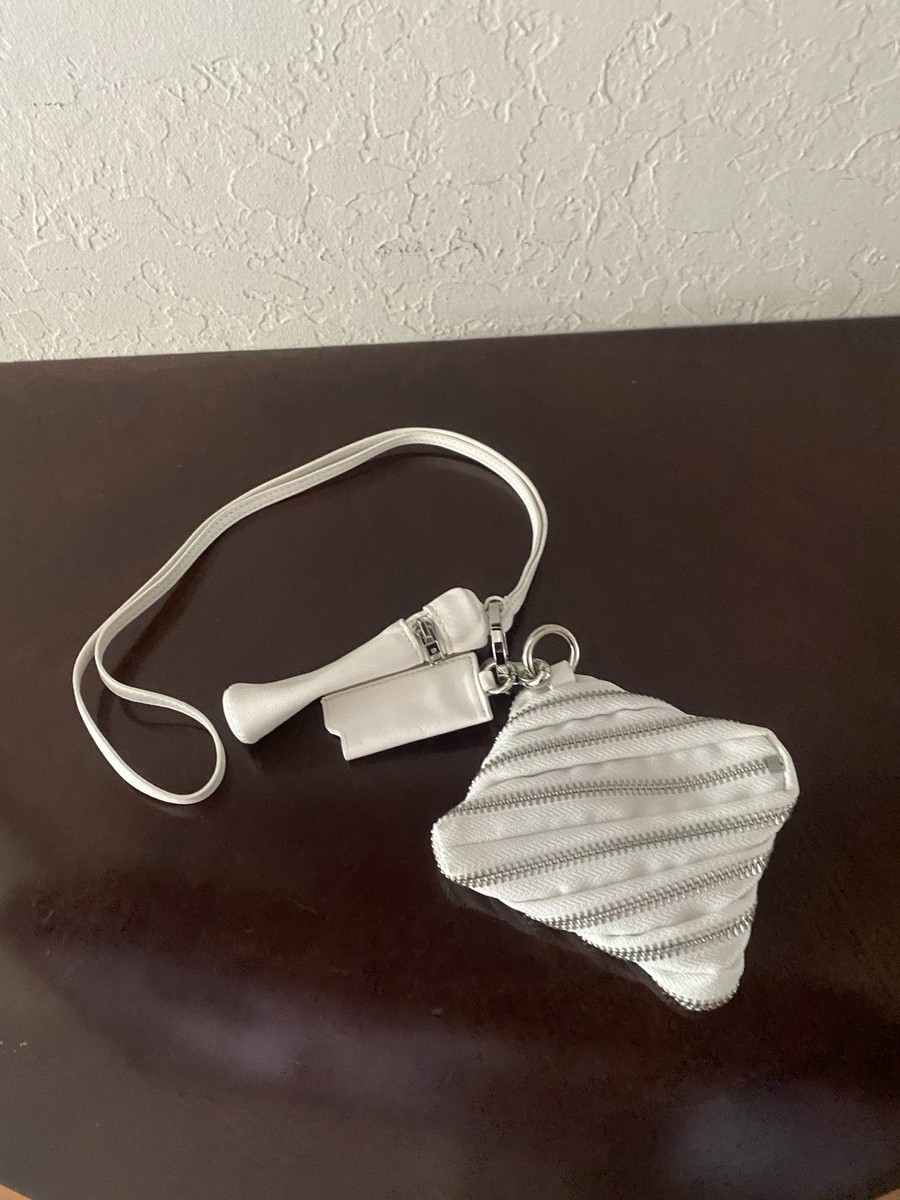 Alexander Wang White Zipper Pouch Lipstick Holder Card Case Silver