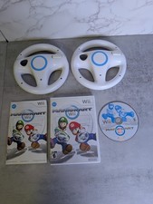 Mario Kart Wii Complete (Nintendo Wii 2008) Bundle With 2 Steering Wheels OEM