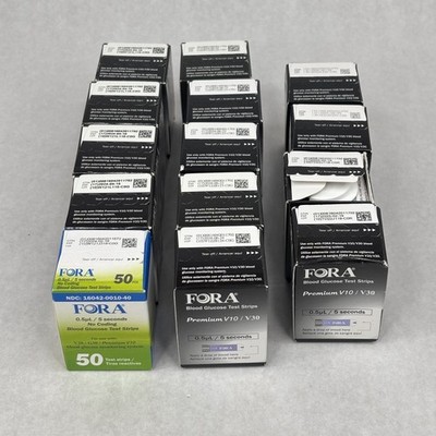 *Lot of 14 Boxes FORA Premium V10 / V30  Blood Glucose Test Strips New EXPIRED*
