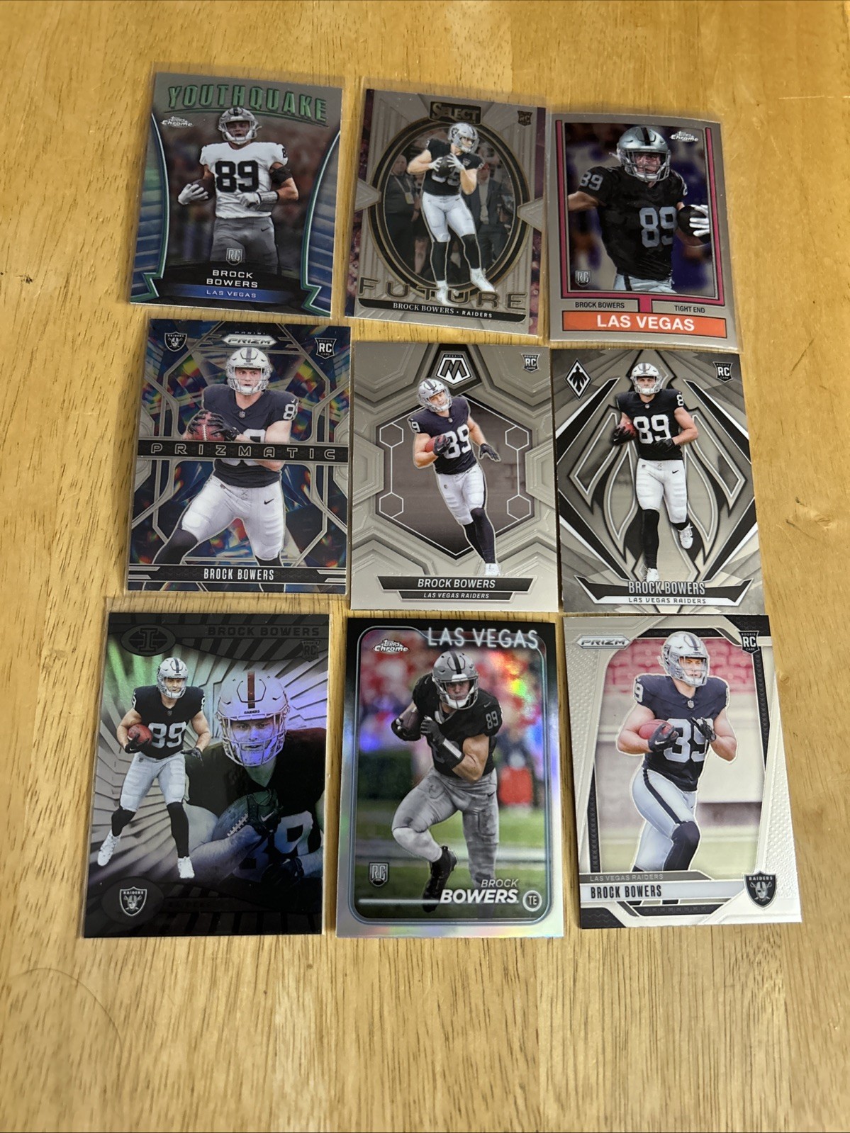 Brock Bowers Raiders 2024 Rookie Lot Of 17 Diff Cards Inserts Parallels Refr +++