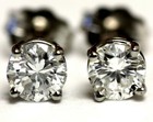 GIA certified 10k white gold .62ct I1 H-I round diamond 4 prong stud earrings — photo 3