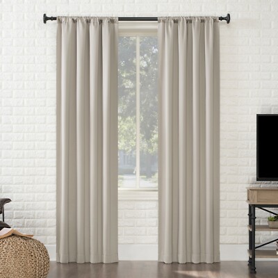 SET OF 2 Sun Zero Arya Room Darkening Grommet Curtain Panels, STONE, 40x95