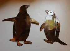 Penguin Pair - Metal Wall Art - Copper Size Varies Per Piece