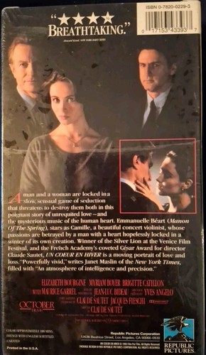 Un Coeur En Hiver (A Heart in Winter) (VHS 1994 SEALED) English Subtitles - Imagen 2 de 2