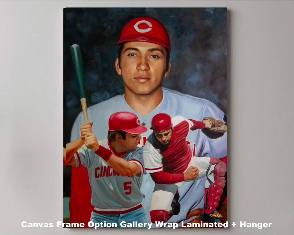 Johnny Bench Cincinnati Reds MLB Baseball Catcher Painting Wall Art Print 1AM3 - Image 4 of 4