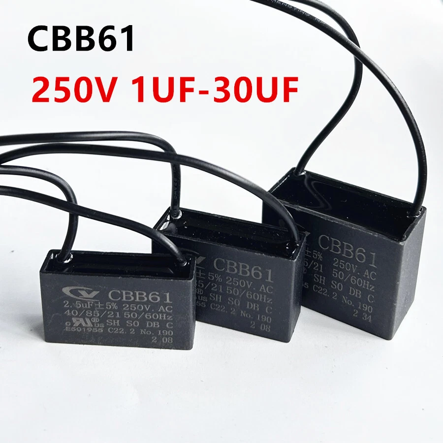 CBB61 - Condensatore 450 V AC 1,5 uF, 2 Cavi condensatori, Pellicola in Polipropilene Metallizzato per Ventilatore da soffitto